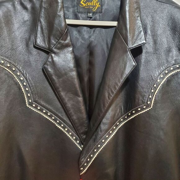 Scully Men's Vintage Western Black Leather Blazer Jacket - Picture 3 of 12
